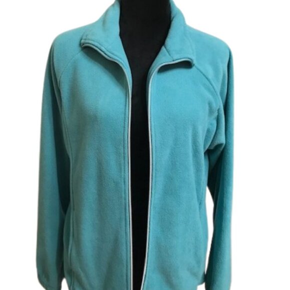 Blair Women's Scandia Fleece Teal Zip Front Jacket Size Small - Picture 1 of 7